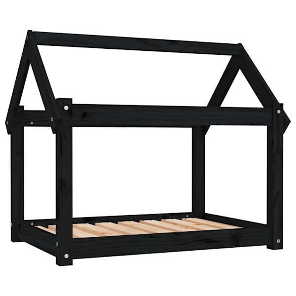 vidaXL Hundbädd svart 81x60x70 cm massiv furu Svart
