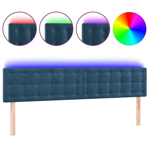 vidaXL Sänggavel LED mörkblå 200x5x78/88 cm sammet Blå