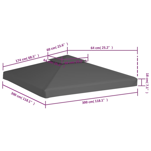 vidaXL Paviljongtak med ventilering 310 g/m² 3x3 m taupe Taupe