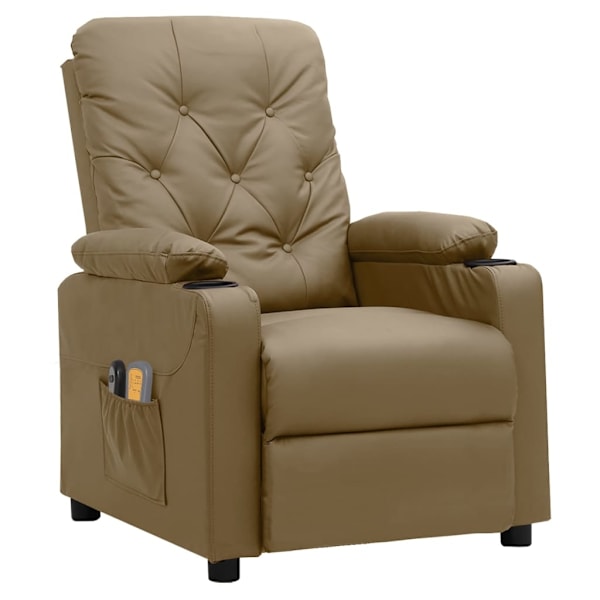 vidaXL Elektrisk massagefåtölj cappuccino konstläder Brun