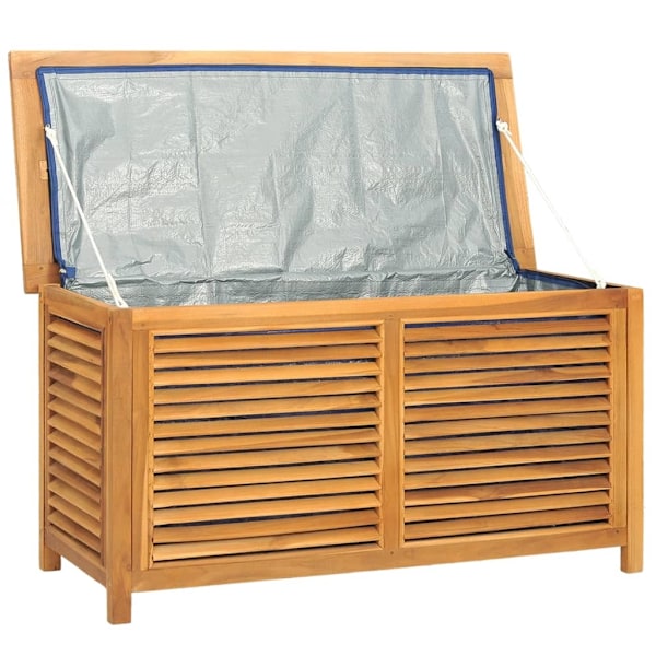 vidaXL Trädgårdslåda med påse 114x50x58 cm massiv teak Brun