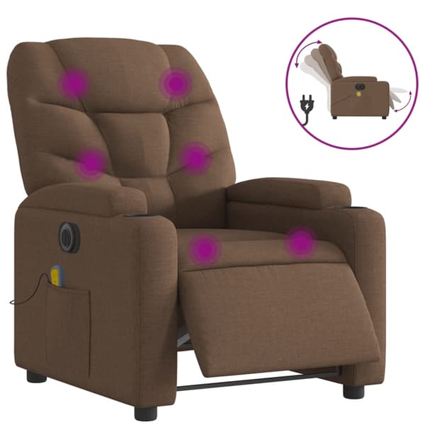 vidaXL Elektrisk massagefåtölj brun tyg Brun