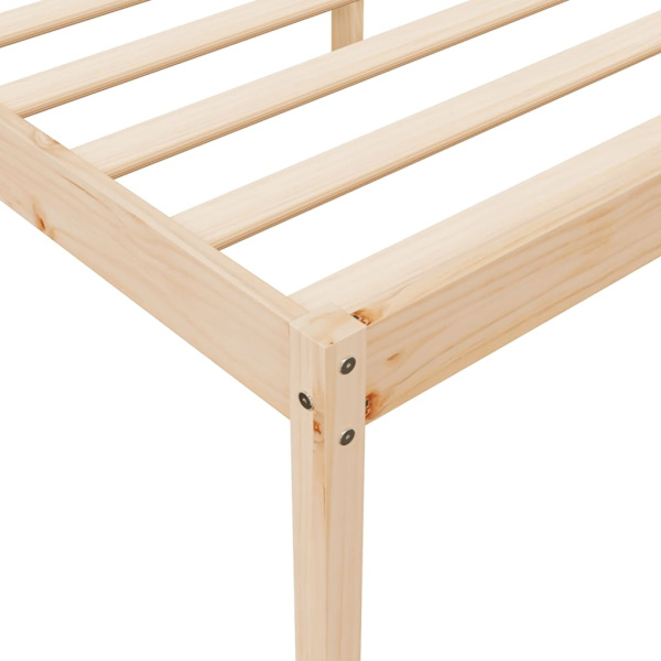 vidaXL Sängram massiv furu 90x200 cm Brun