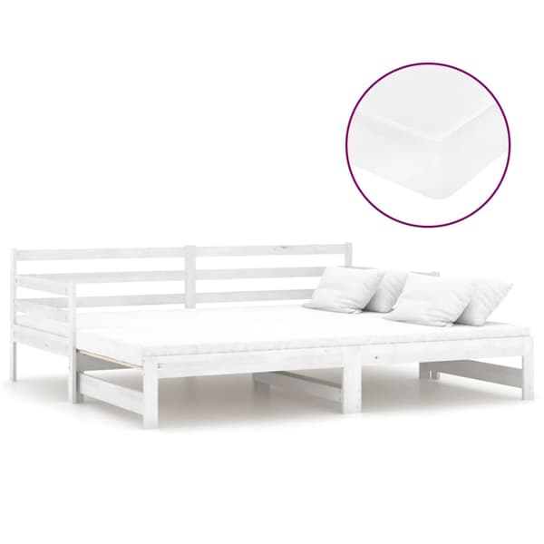 vidaXL Dagbädd utdragbar 2x(90x200) cm vit massiv furu Vit