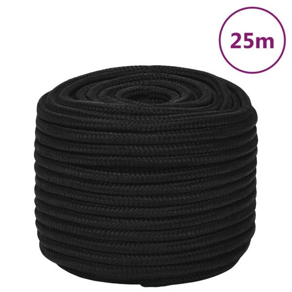 vidaXL Rep svart 12 mm 25 m polyester Svart