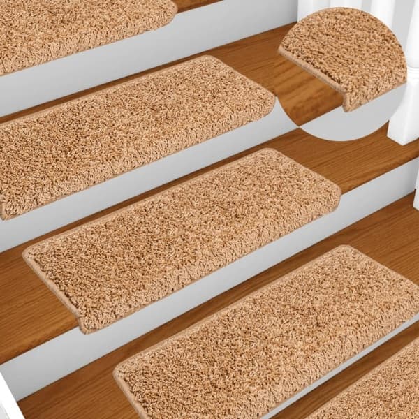 vidaXL Trappmattor 10 st 65x21x4 cm beige rektangulär kant Beige