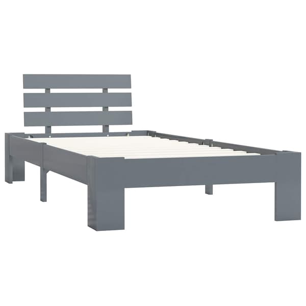 vidaXL Sängram grå massiv furu 100x200 cm grå