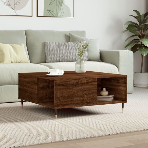vidaXL Soffbord brun ek 80x80x36,5 cm konstruerat trä Brun