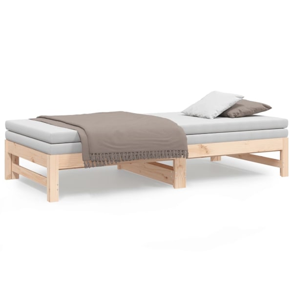 vidaXL Utdragbar dagbädd 2x(75x190) cm massiv furu Brun
