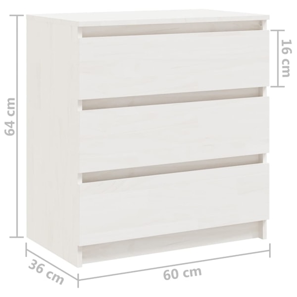 vidaXL Sängbord vit 60x36x64 cm massiv furu Vit