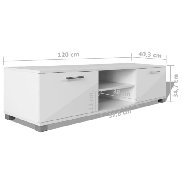 vidaXL TV-bänk högglans vit 120x40,3x34,7 cm Vit