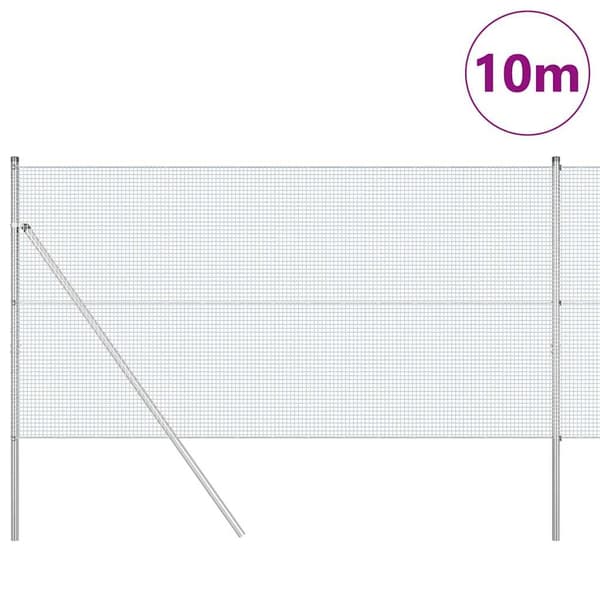 vidaXL Markfixerat Svetsat Stängsel 10 x 1 m (B x H) Silver