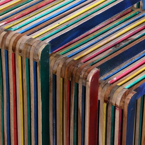 vidaXL Satsbord i färgglad återvunnen teak 3-pack multifärg