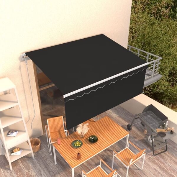 vidaXL Automatisk markis med rullgardin 3,5x2,5 m antracit Antracit