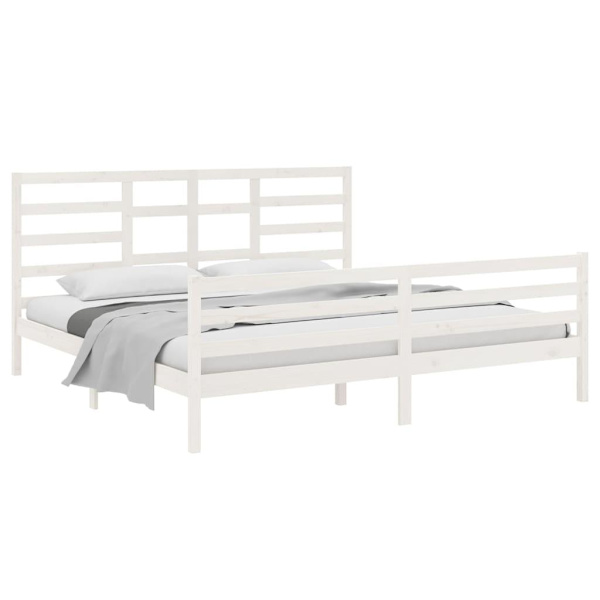vidaXL Sängram vit massivt trä 200x200 cm Vit