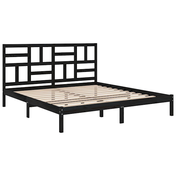 vidaXL Sängram svart massivt trä 200x200 cm Svart