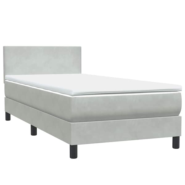 vidaXL Ramsäng med madrass ljusgrå 80x220 cm sammet Grå
