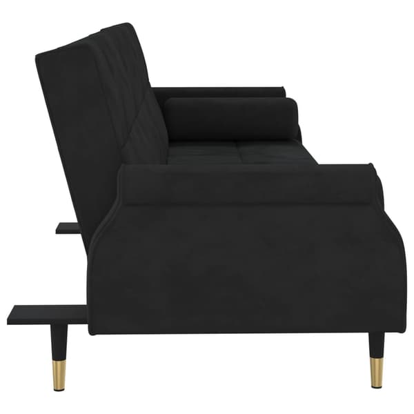 vidaXL Bäddsoffa med dynor svart sammet art