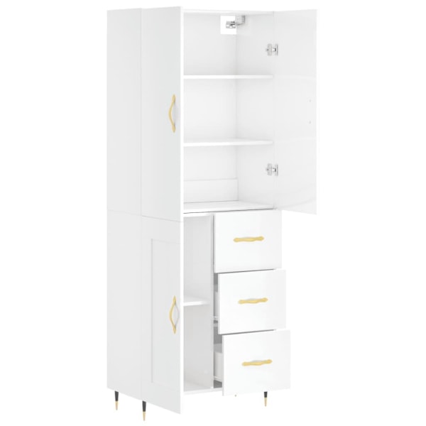 vidaXL Högskåp högglans vit 69,5x34x180 cm konstruerat trä Vit