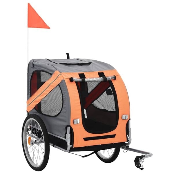vidaXL Cykelvagn för djur orange och grå grå