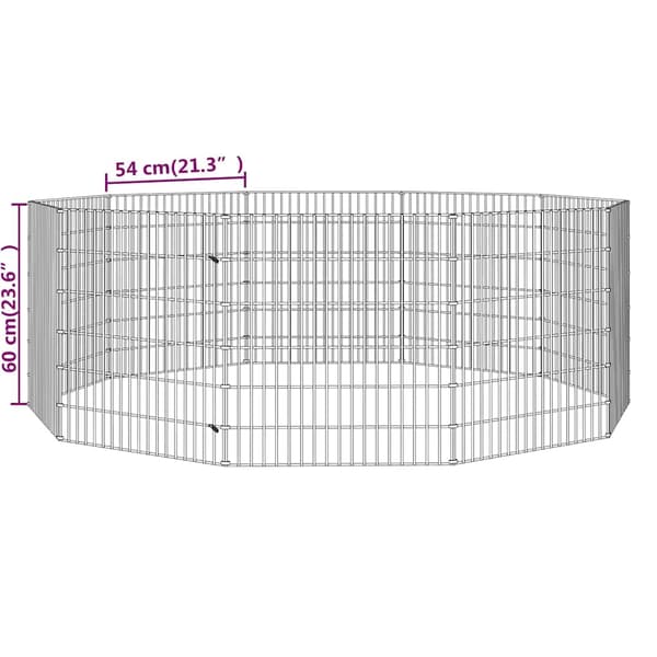vidaXL Husdjursbur 10-panel 54x60 cm galvaniserat järn Silver