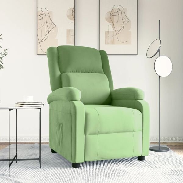 vidaXL Reclinerfåtölj ljusgrön sammet Grön