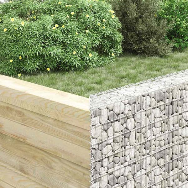 vidaXL Gabion trapets upphöjd galvaniserat stål 150x20x100 cm Silver