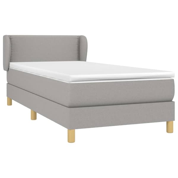 vidaXL Ramsäng med madrass ljusgrå 90x190 cm tyg Grå