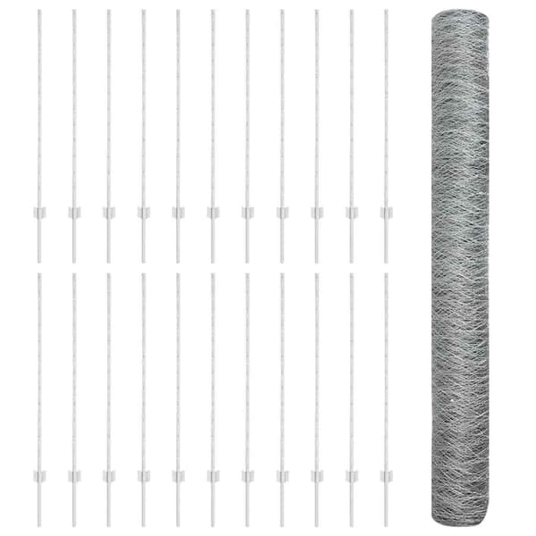 vidaXL Utomhus hexagonal stängsel med stolpe 50 x 1,2 m Silver Mesh Silver