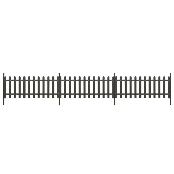 vidaXL Staket med stolpar 3 st WPC 614x80 cm grå