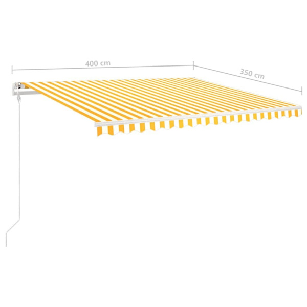 vidaXL Markis med stolpar manuellt infällbar 4x3,5 m gul och vit Gul