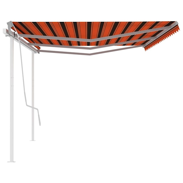 vidaXL Markis med stolpar manuellt infällbar 6x3,5 m orange och brun Flerfärgsdesign