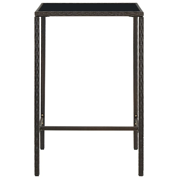 vidaXL Barbord för trädgård brun 70x70x110 cm konstrotting och glas Brun