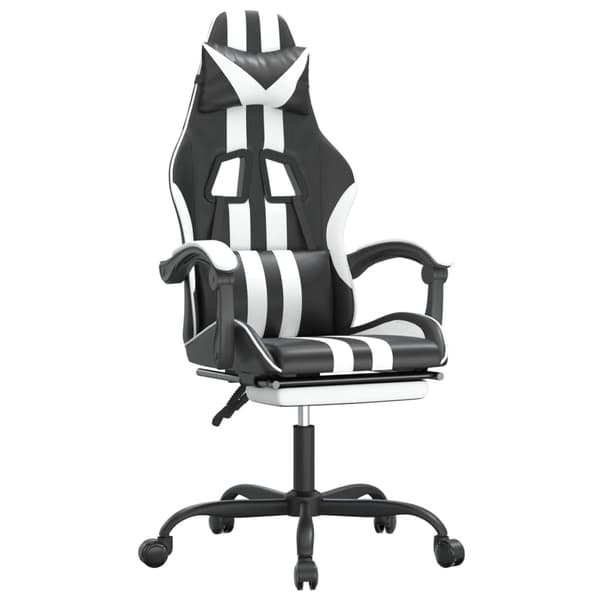 vidaXL Gamingstol med fotstöd svart och vit konstläder Vit