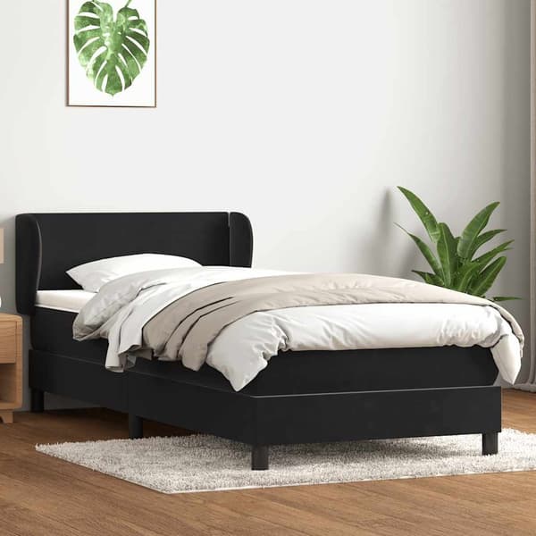 vidaXL Ramsäng med madrass svart 80x220 cm sammet Svart