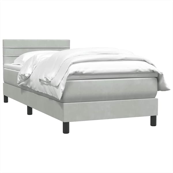 vidaXL Ramsäng med madrass ljusgrå 80x220 cm sammet Grå
