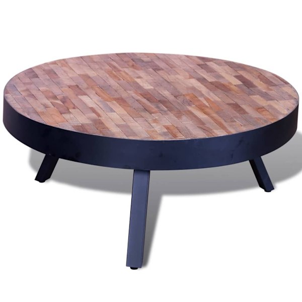 vidaXL Soffbord i återvunnen teak rund Svart