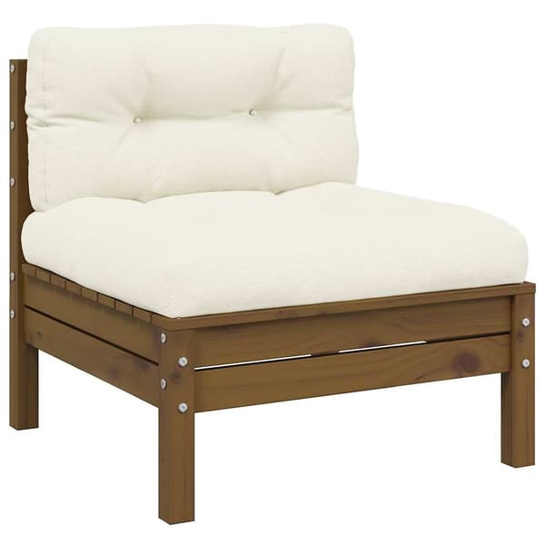 vidaXL 806637  Garden Middle Sofa med kuddar Honey Brown Solid Pinewood Brun