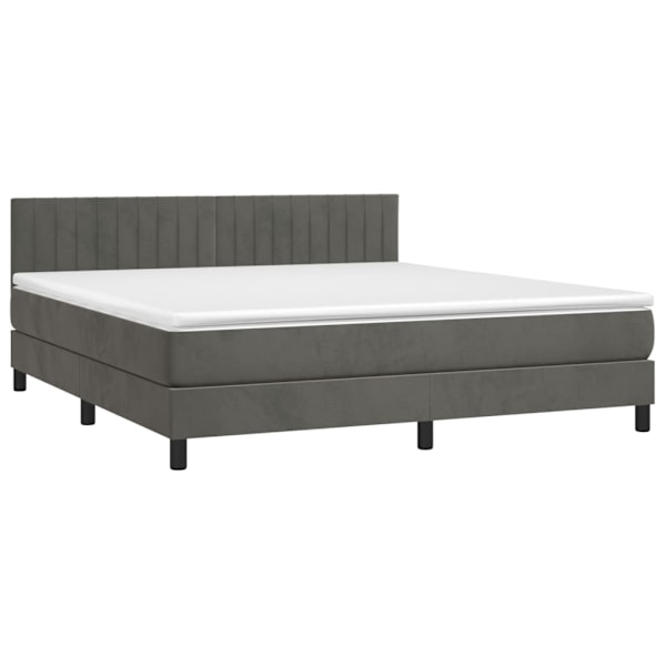 vidaXL Ramsäng med madrass & LED mörkgrå 180x200 cm sammet Grå