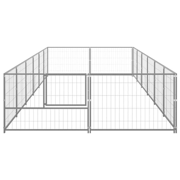 vidaXL Hundgård silver 12 m² stål Silver