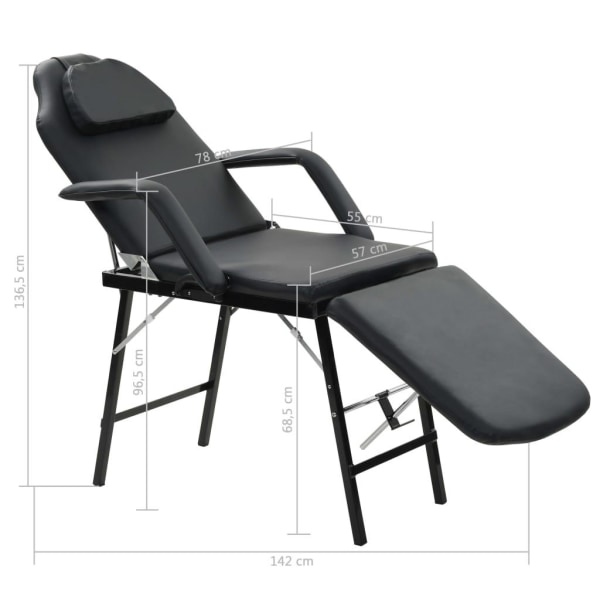 vidaXL Bärbar behandlingsstol konstläder 185x78x76 cm svart Svart