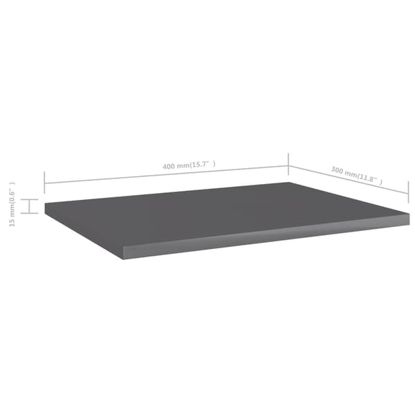 vidaXL Hyllplan 8 st grå högglans 40x30x1,5 cm konstruerat trä grå