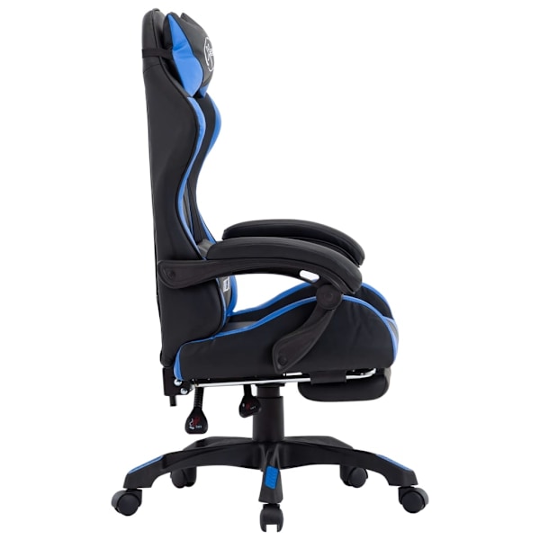 vidaXL Gamingstol med fotstöd blå och svart konstläder Blå