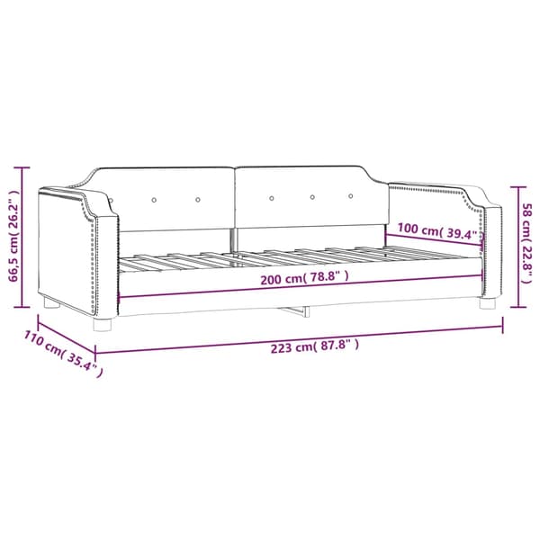 vidaXL Dagbädd ljusgrå 100x200 cm tyg Grå