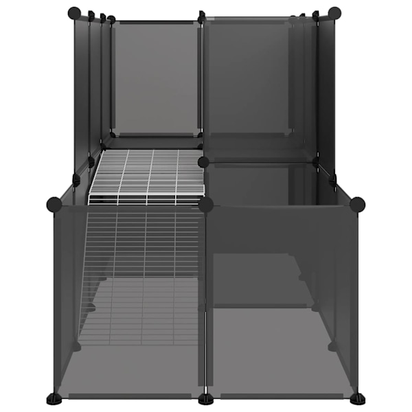 vidaXL Smådjursbur svart 142x74x93 cm PP och stål Svart