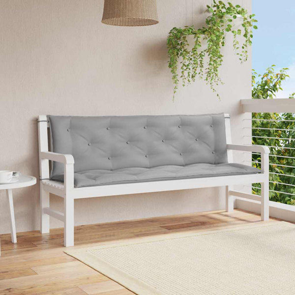 vidaXL Bänkdyna för trädgården grå 150x(50+50)x7 cm oxfordtyg grå