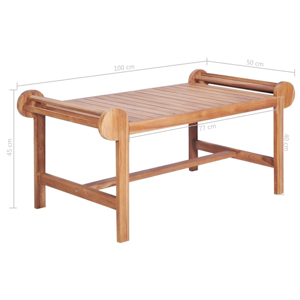 vidaXL Soffbord 100x50x45 cm massiv teak Brun