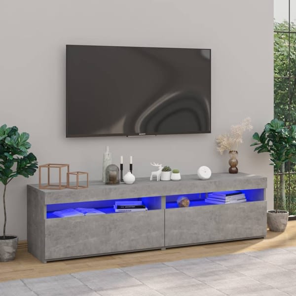 vidaXL Tv-bänkar med LED-belysning 2 st betonggrå 75x35x40 cm grå