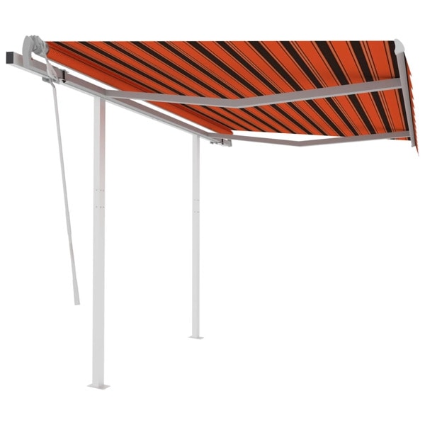vidaXL Markis med stolpar automatiskt infällbar 3x2,5 m orange/brun Orange