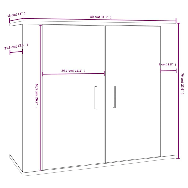 vidaXL Skänk sonoma-ek 80x33x70 cm konstruerat trä Beige